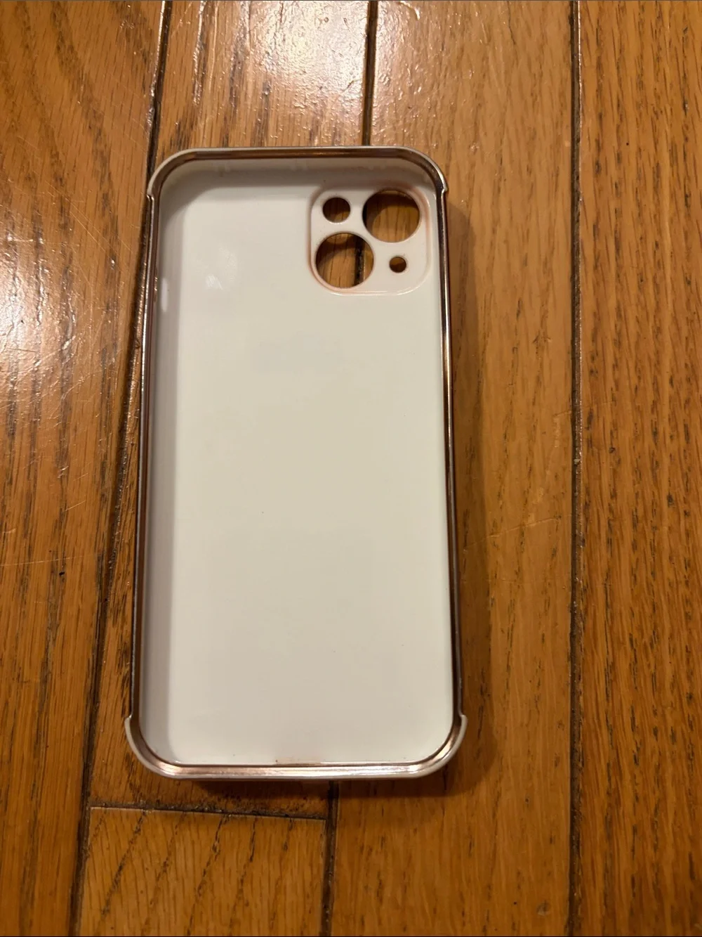 iPhone 13 White Card Pocket Phone Case with Rose Gold Trim